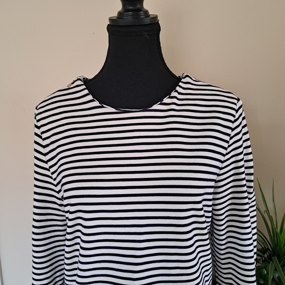 Autograph Striped Top Navy White Womens Medium Large UK 14 Nautical - Picture 5 of 14
